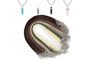 Tudomro 100 Pieces Waxed Leather Necklace Cord Bulk with Clasp Colorful Necklace Bracelet Chains String Rope Cord for Jewelry Making Pendants Charms (Earth Tone,20 Inch)