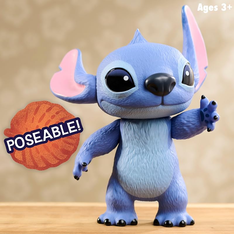 Disney Stitch Live-Action 35,6 cm große Larger Than Life Vinylfigur, 3 Artikulationspunkte für Spiel und Display, bewegliche Figur, Kinderspielzeug ab 3 Jahren