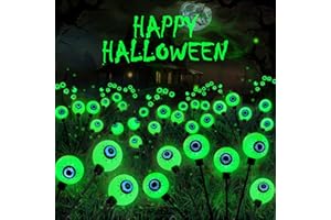 LORRYTE 6 Pack Solar Eyeball Lights for Halloween Decorations Outdoor, 36 LED Green Eyeball Solar Halloween Lights, Waterproof Swaying Firefly Lights with 2 Modes for Pathway Patio Yard Lawn Garden Decor