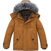 wantdo Boys' Winter Coat Waterproof Puffer Jacket Fleece Parka Hooded