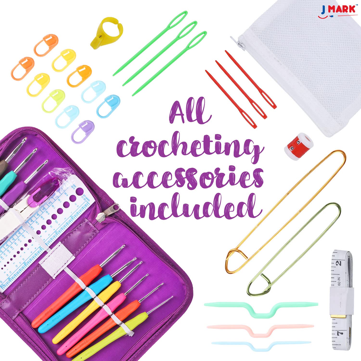 Premium Crochet Kit -Includes 2,640 Yards of Acrylic Yarn for Crocheting Complete Crochet Set