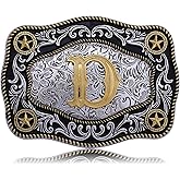 Absbolo Western Belt Buckle Initial Letters ABCDJMR to Z Large Gold Cowboy Belt Buckle Cowboy Belt Buckles for Men Women