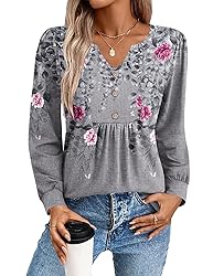 Zeagoo Floral Shirts for Women Long Sleeve Fall