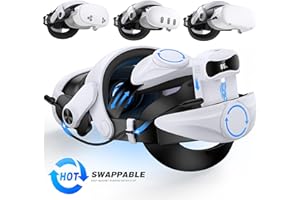 DXKK Battery Head Strap for Meta Quest 3/Quest 3s/Quest 2, VR Headset Strap with Soft Padding, Double Adjustment Dials Enhanced Comfort, Extra 3-4Hrs Playing Time