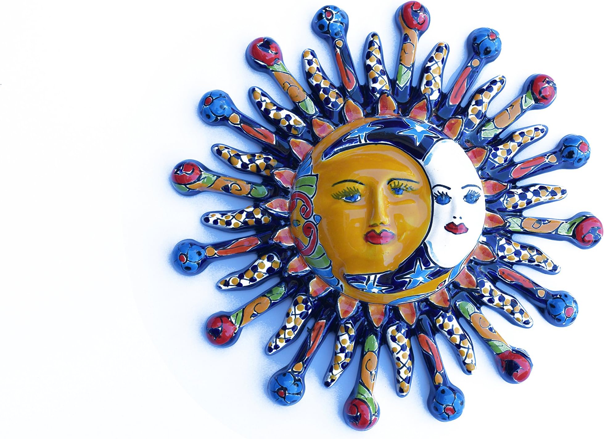 Sun and Moon Eclipse Ceramic Decor Talavera Home Kitchen Patio Garden Pottery Animal Decoration