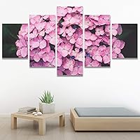 SIGNWIN 5 Panel Canvas Wall Art Pink Fields for Home Decorations Ready to Hang - 60