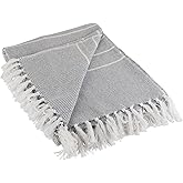 DII Rustic Farmhouse Thin Stripe Woven Throw, 50x60, Gray