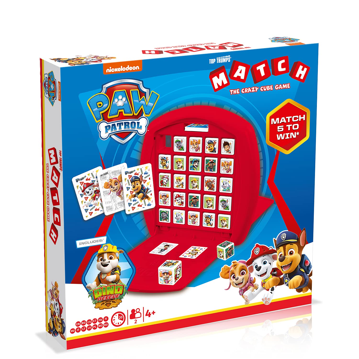 Top Trumps Paw Patrol Match The Crazy Cube Game, play with Nickelodeon’s Paw Patrol characters from Skye, Marshall, Chase, Rubble and Rocky, travel board game, gift and toy for boys and girls aged 4.