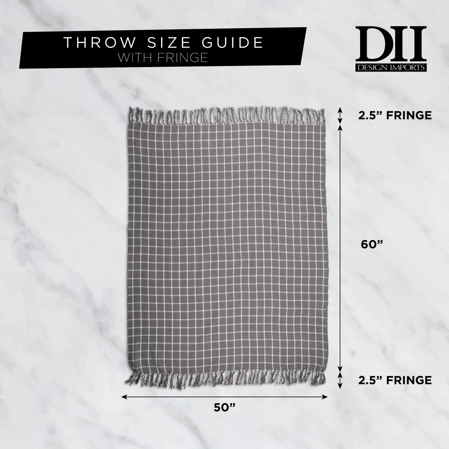 DII 100% Cotton Buffalo Check Throw for Indoor/Outdoor Use Camping Bbq's Beaches Everyday Blanket, 50 x 60, Black and White: Home & Kitchen
