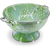 Golden Rabbit Enamelware Large Colander, 5 quart, Modern Monet | Carbon Steel Core with Porcelain Enamel Finish, Stainless Steel Rim &amp; Handles, Ideal Food Strainer for Fruits &amp; Vegetables