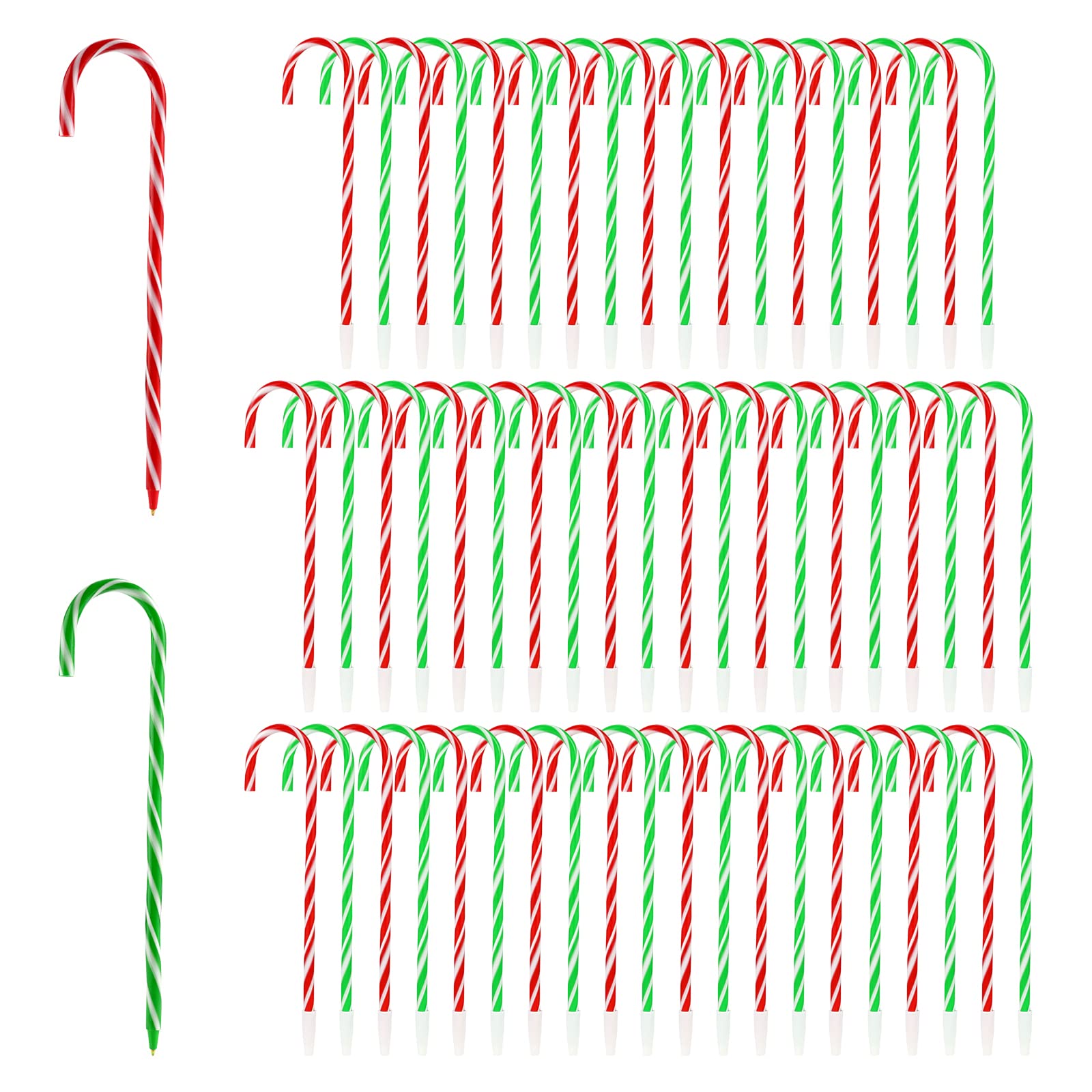 KINBOM Candy Cane Pens, 60 Pcs Christmas Stripes Cane Ballpoint Pen Umbrella Shaped Pen with Black Ink for Classroom Gift Toys Present Holiday Xmas Party Stationery Supplies