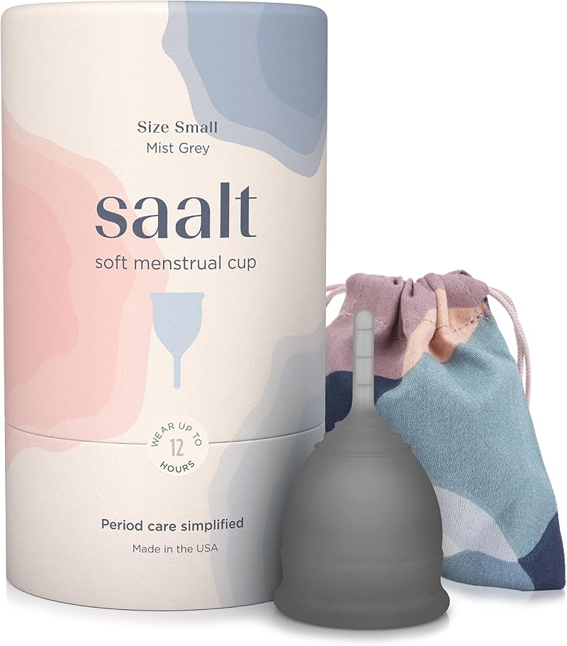 Saalt Soft Menstrual Cup Small Grey - Ultra Flexible 12 Hour Wear USA Made