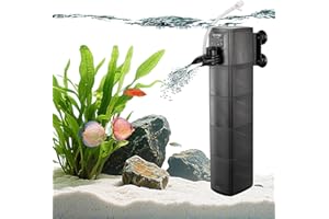 Internal Fish Tank Filter with 4-Stage Biochemical Sponge Filtration, 23W Adjustable Water Flow Submersible Aquarium Filter P