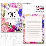 Olivia Samuel 90th Birthday Floral Party Invitations 20 Pack Ready to Write UK view 2