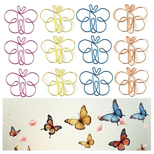 20 Pcs Metal Butterfly Shaped Paper Clips Set - Cute Office Supplies for School, DIY Crafts, Home Decor - 4 Colors