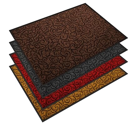 etm Design Schmutzfangmatte | mit Schnörkelmuster | für Eingangsbereich | Fußmatte in vielen Größen und Farben | braun 90x150