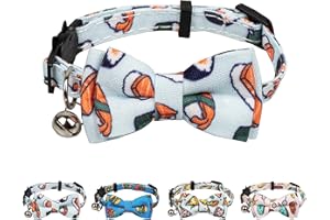 Gyapet Cat Collar Blue with Bowtie Bell Safety Breakaway Kitten 7-11in Dot Colorful Adjustable Food-Sushi