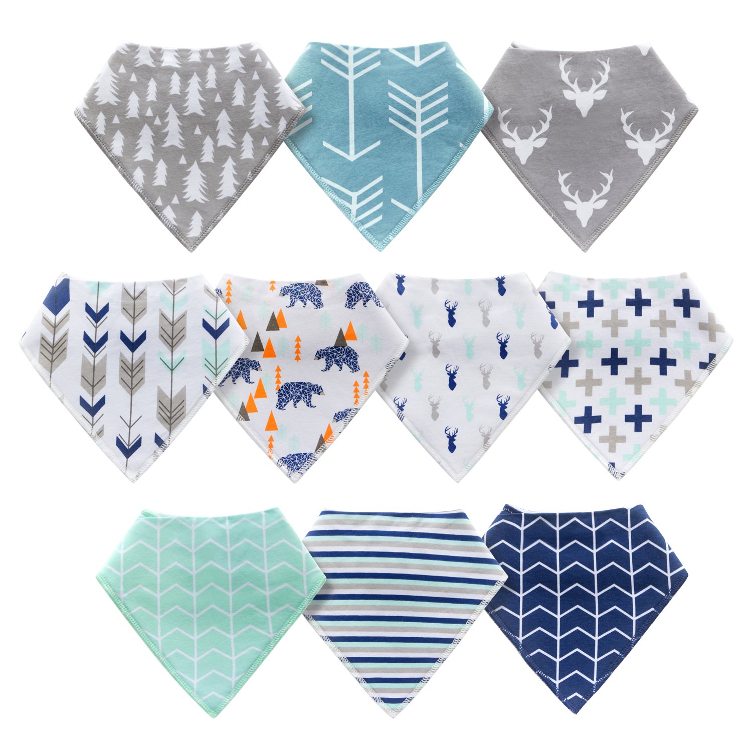 10Pack Baby Bandana Drool Bibs For Drooling And Teething Boys Girls By