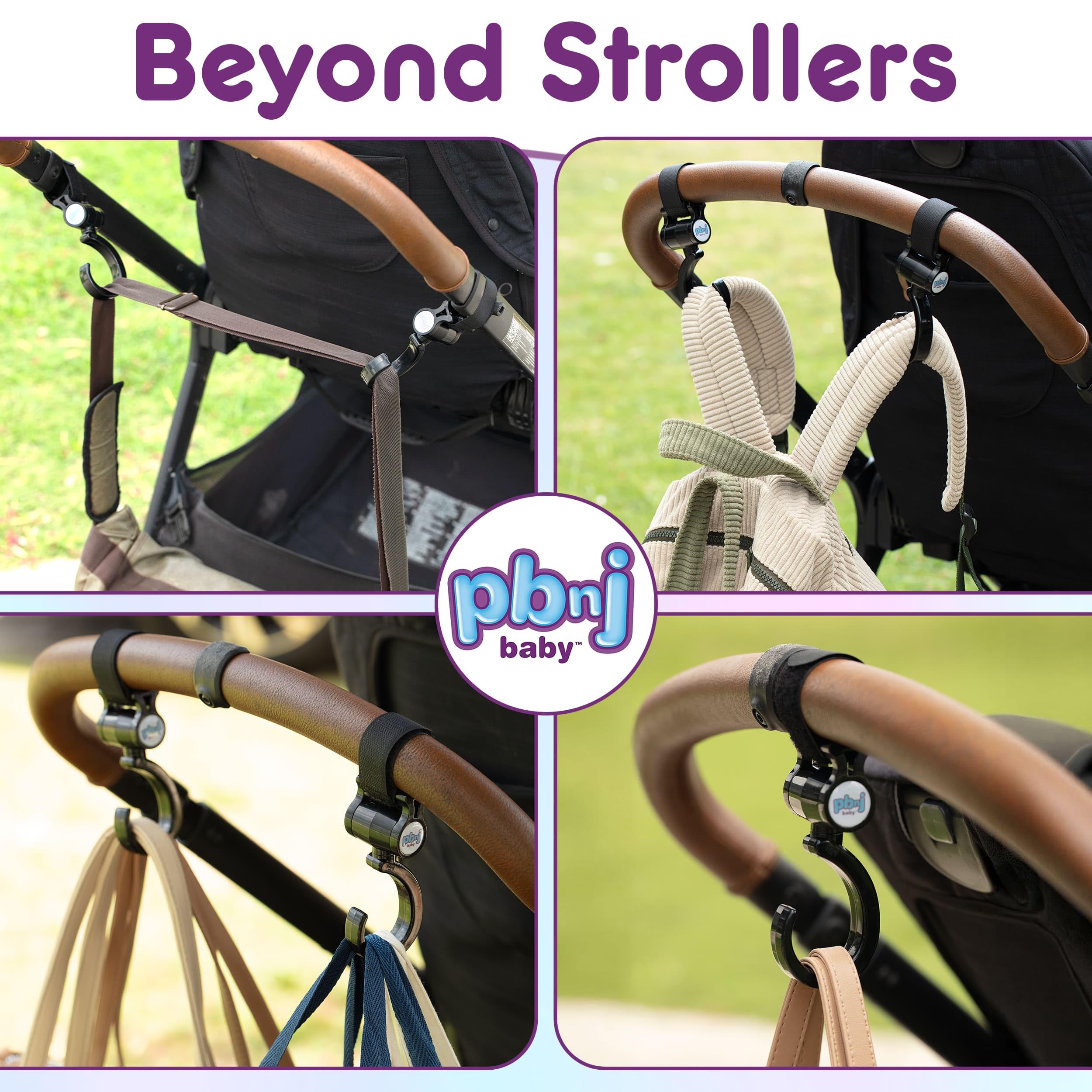 PBnJ baby Stroller Hooks 2 Pack Organizer Clip Travel Purse Shopping Diaper Bags