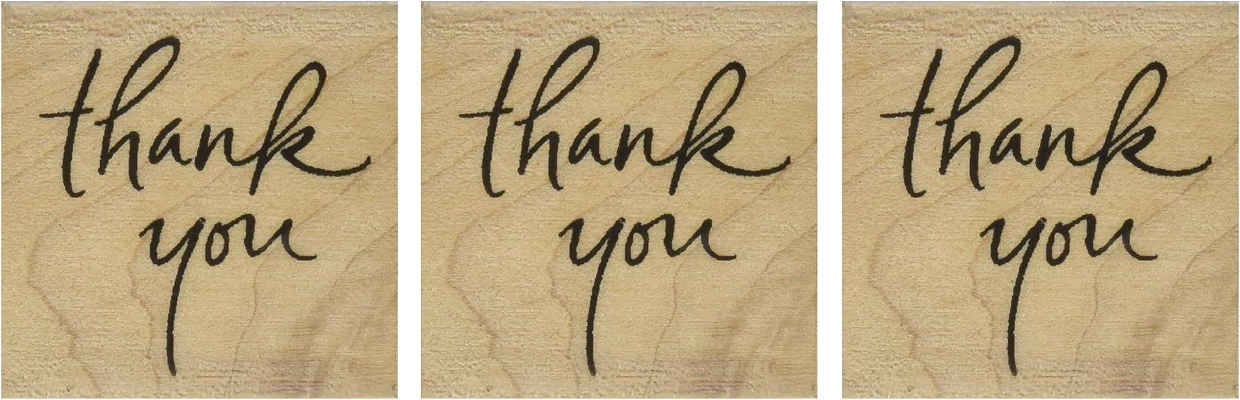 Inkadinkado Wood Stamp for Thank You Cards, 1.75'' W x 1.75'' L (Тhrее Pаck)