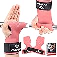 COFOF Weight Lifting Wrist Strap, Double Layer Leather Wrist Strap for Deadlift and Powerlifting, Adjustable Neoprene Padded Gym Workout Lifting Hooks (Pair)