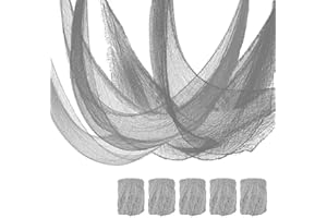 Qtisky Set of 5 Halloween Creepy Cloth Decoration, Grey Halloween Gauze Cloth Decor (72 x 30 in), Indoor Outdoor Spooky Halloween Decoration for Home Wall Yard Party Supplies (Grey)