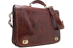 Floto Roma Leather Briefcase for Men Laptop Messenger Bag