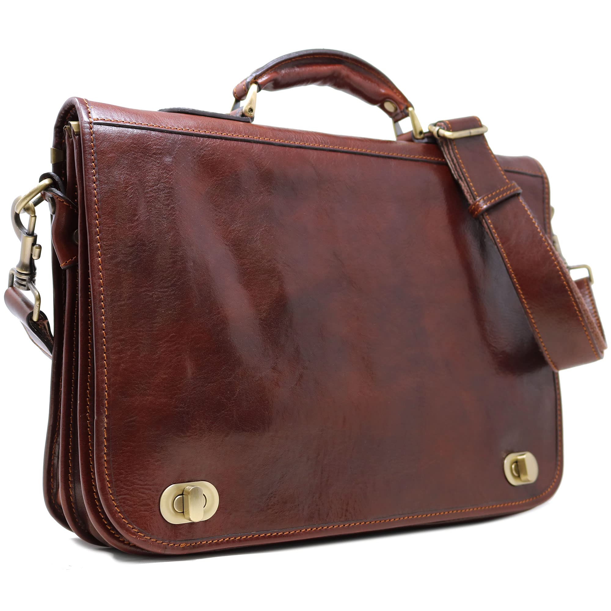 Floto Roma Leather Briefcase for Men Laptop Messenger Bag
