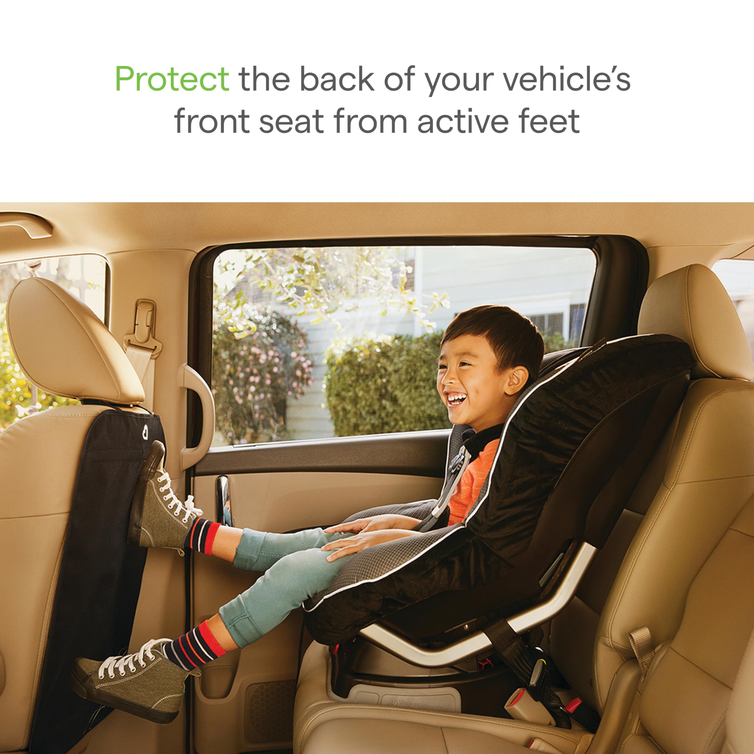 Munchkin Back Seat Cover for Kids, Deluxe Kick Mats? Car Seat Protector, Black, 2 Pack