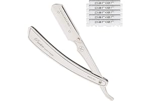 PARKER SAFETY RAZOR Parker SRX Straight Razor – All Stainless Steel Barber Razor with Clip-Type Blade Holder for Disposable Blades – Ideal for Precision Wet Shaving at Home or Barbershop – Iconic Brand