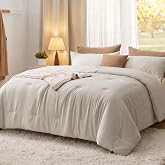 Bedsure Oversized King Comforter Prewashed Bedding Set 3Pcs Beige 120"x98" | GentleSoft, Built to last, all season, bedding, comforter set, warm yet lightweight, gift choice, OEKO-TEX