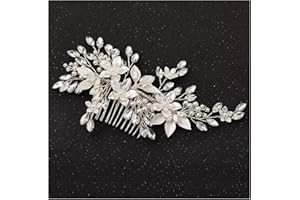SWEETV Handmade Wedding Hair Comb,Pearl Flower Bridal Hair Clip Hair Accessories for Women Wedding
