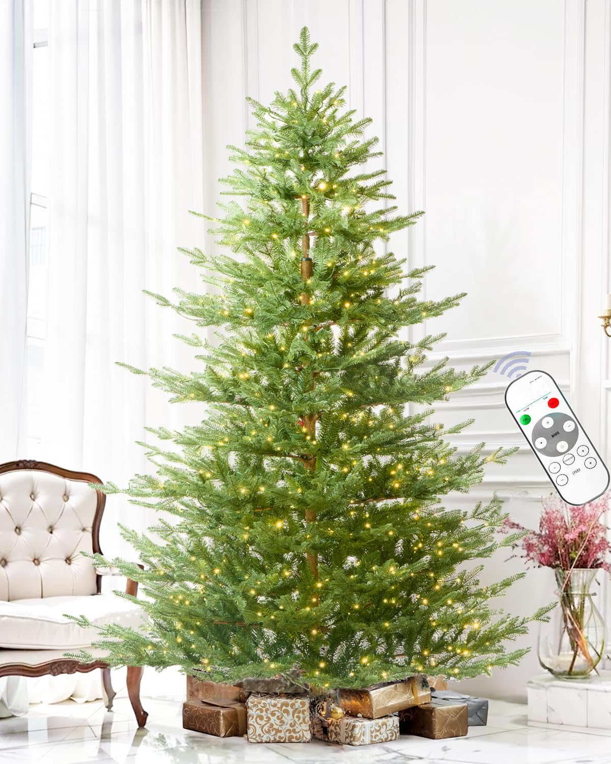 Photo 1 of ***UNKNOWN MISSING PIECES /UNTESTED*** 4ft Pre- Christmas Tree Fir with Remote Control, 250 Warm White Multi-Color Lights, Hinged/Feel Real/Realistic for Home, Holiday Decoration Dual Color LED Artificial Xmas Tree 4 Feet