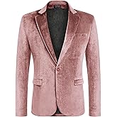 COOFANDY Men's Velvet Blazer Notched Lapel Velour Suit Jacket One Button Tuxedo Jackets for Wedding Prom Party Dinner