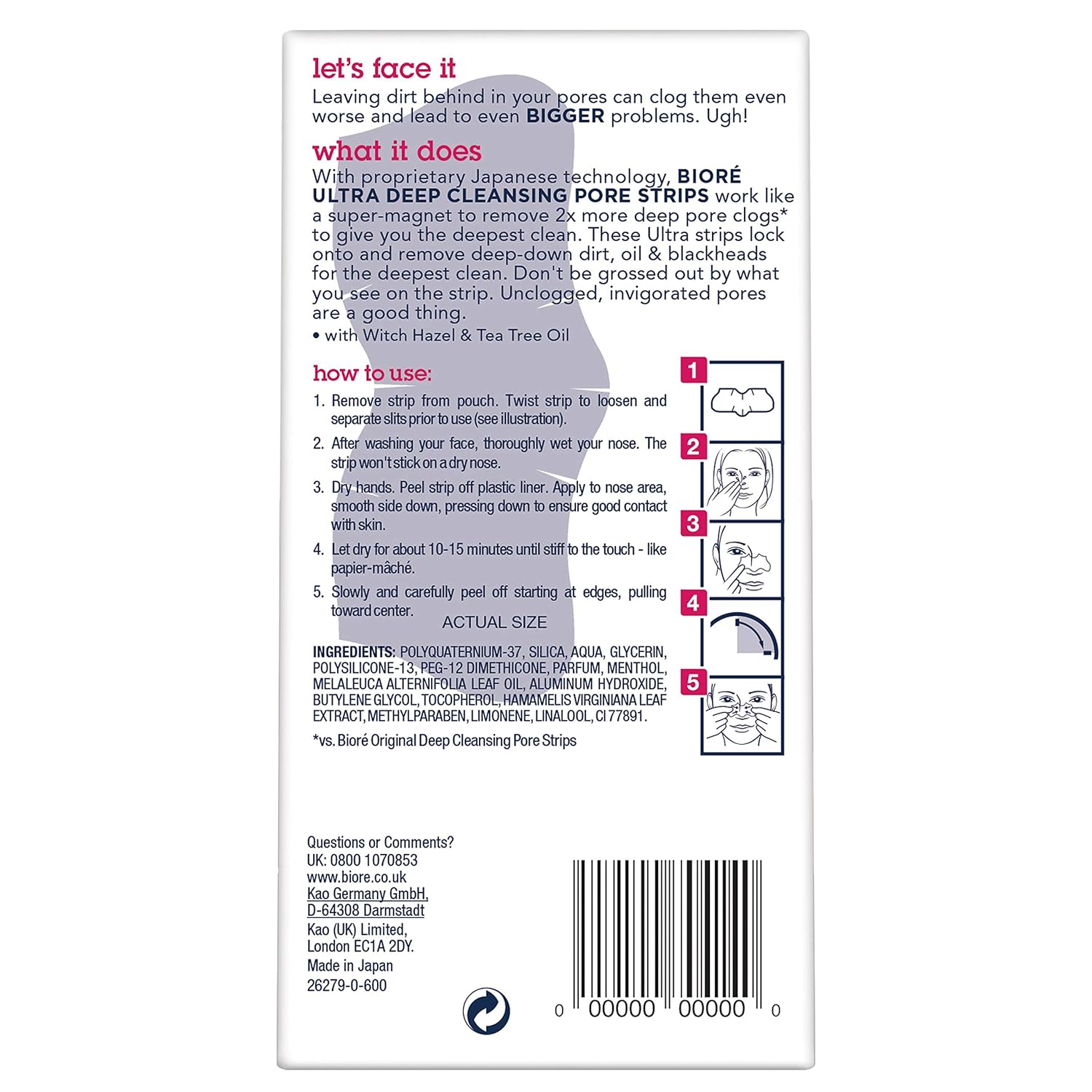 Bioré Witch Hazel Ultra Cleansing Pore Strips, 6 Nose Strips, Clears Pores up to 2x More than Original Pore Strips, features C-Bond Technology, Oil-Free, Non-Comedogenic Use (Packaging May Vary): Beauty