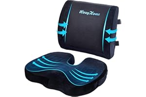 QUTOOL iCozyHome Coccyx Lumbar Support Pillow for Office Desk Chair Memory Foam Car Seat Cushion & Orthopedic Back Pillow for Sitting Help Tailbone Pain, Sciatica and Pressure Relief, Washable Cover