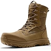Coostar Tactical Boots for Men Lightweight Military Combat Work Boot Side Zipper Motorcycle Hiking Boots 8 Inches