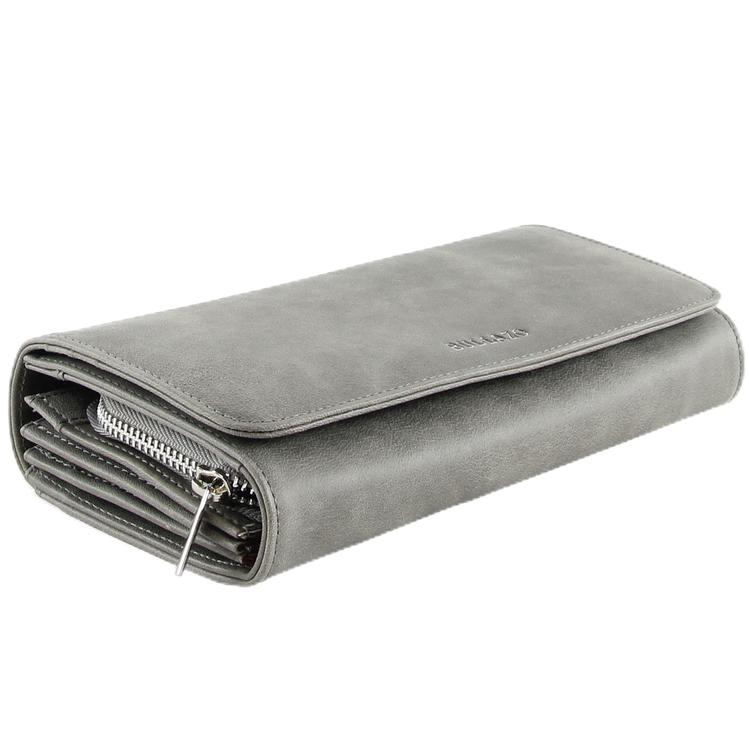 BULLAZO Galano Classic, Large Women's RFID Blocking Genuine Leather Purse, Grey