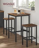 VASAGLE High Table Square Bar Table 60x60x92 cm Steel Frame Rustic Brown Black view 2