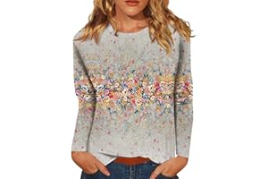 BARNRAE Vintage Tees for Women Women's Fashion Casual Round Neck Long Sleeve Printed T-Shirt Top