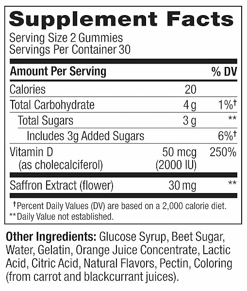 OLLY HELLO HAPPY GUMMY WORMS, MOOD BALANCE SUPPORT, VITAMIN D, SAFFRON, ADULT CHEWABLE SUPPLEMENT, TROPICAL ZING – 60 COUNT