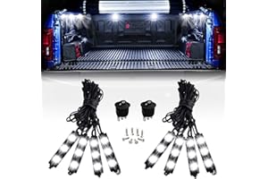 Nilight - TR-08 8PCS 24LED Rock Light for Cargo Truck Pickup Bed Off Road Under Car Side Marker LED Rock Lighting Kit w/Switch White, 2 Years Warranty