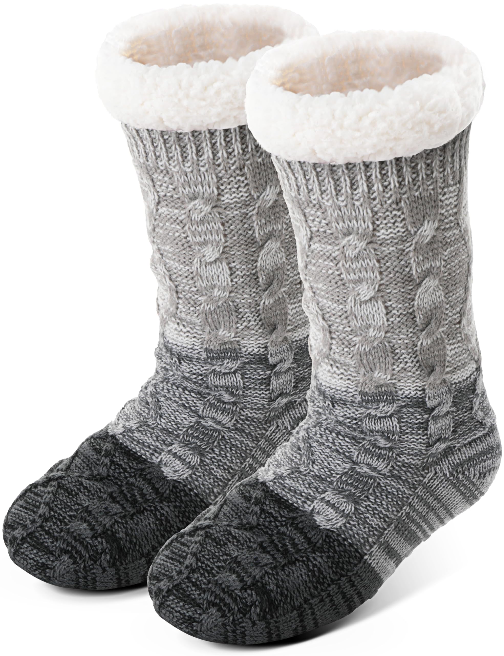 Photo 1 of *DAMAGED* USED** Anlisim Women Slipper Socks Fluffy Fuzzy Thermal Warm Thick Winter Cabin Cozy Comfy Soft Fleece Home Grips Gift Socks Stocking Stuffers(Gradient Grey)