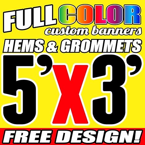 Amazon Com 5 X 3 Full Color Printed Custom Banner 13oz Vinyl