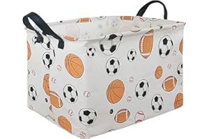 KUNRO Rectangle Toy Bin Waterproof storage organizer for Nursery Hamper Home decor Closet Kids Bedroom Laundry Baby Gift Shelf Baskets(Balls)