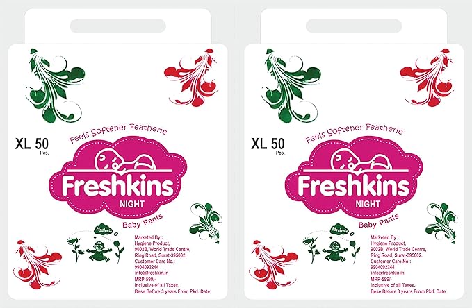 Freshkins Baby Night Diaper Pant XL - (Pack of 2, 100 Unit)