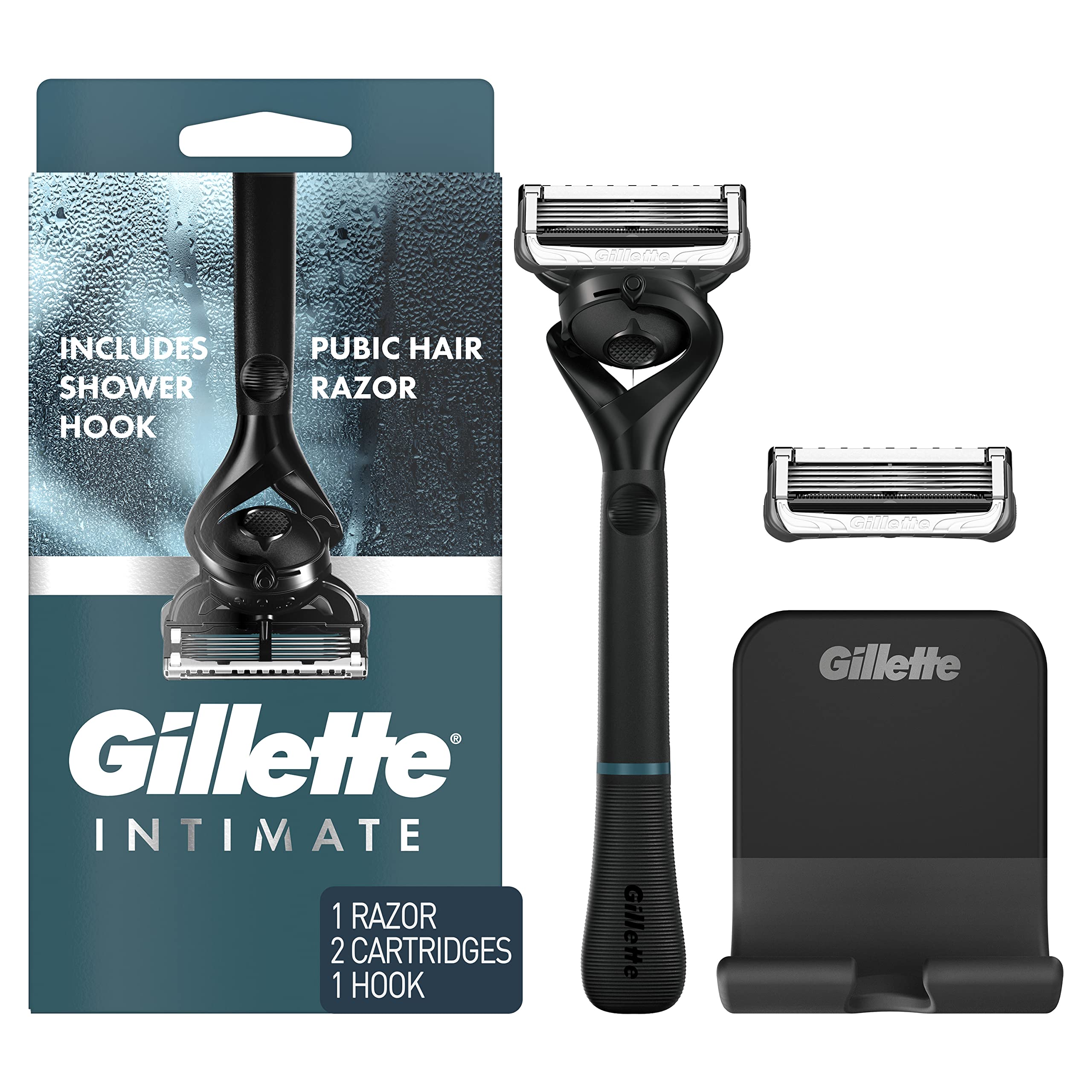 Gillette Intimate Razor for Men, Men’s Pubic Razors for Manscaping, Gentle and Easy to Use, Designed For Pubic Hair, 1 Handle, 2 Blade Refills