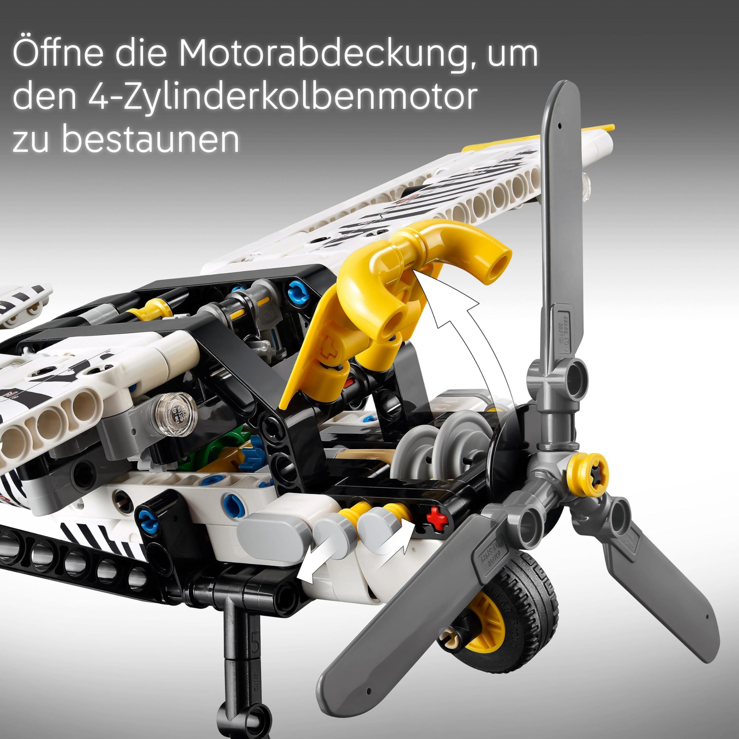LEGO Technic Propellerflugzeug, Baubares Flugzeug Spielzeug für Kinder, Geschenk für Jungen und Mädchen ab 8 Jahren, Modellflugzeug mit drehendem Propeller und 4-Zylinderkolbenmotor 42198 7