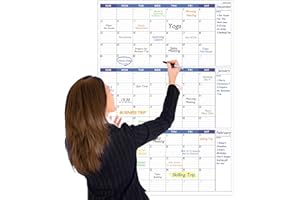PLANRAGE Large Dry Erase Calendar for Wall - Undated 3 Month Wall Calendar, Wall Calendar Dry Erase, Wall Calendar Dry Erase for Home, Office, Classroom (Vertical, Blue, 28" x 40")