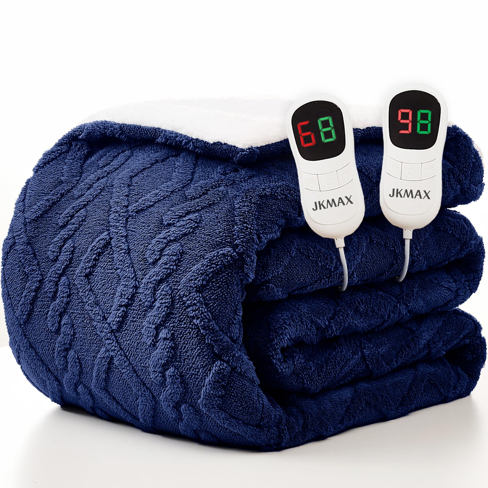 Photo 1 of JKMAX Heated Electric Blanket King Size-100"x90" Heating Blanket with 10 Heating Levels & 5 Time Settings Over-Heat Protection?Winter Warmer for Adults with ETL Certification?Navy Blue?